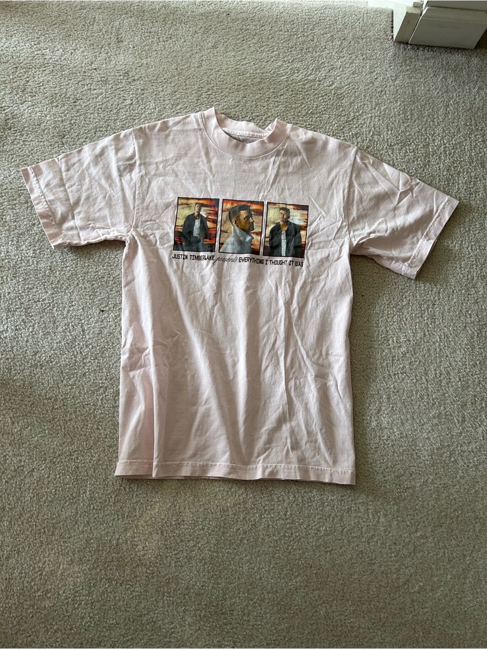 Justin Timberlake EITIW light pink shirt size XS extra small double sided unisex
